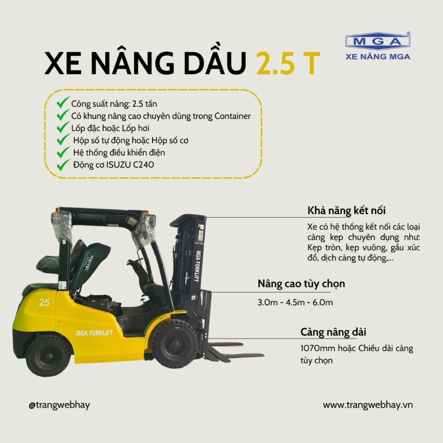 Xe nâng dầu MGA 2.5T